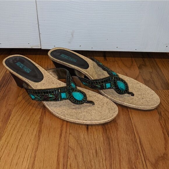 Kenneth Cole Turquoise sandas - Picture 2 of 3